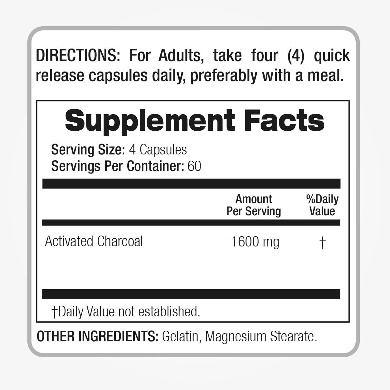 Lab | Activated Charcoal Pills| 1600 Mg per Serving | 240 Caps | Activated Charc
