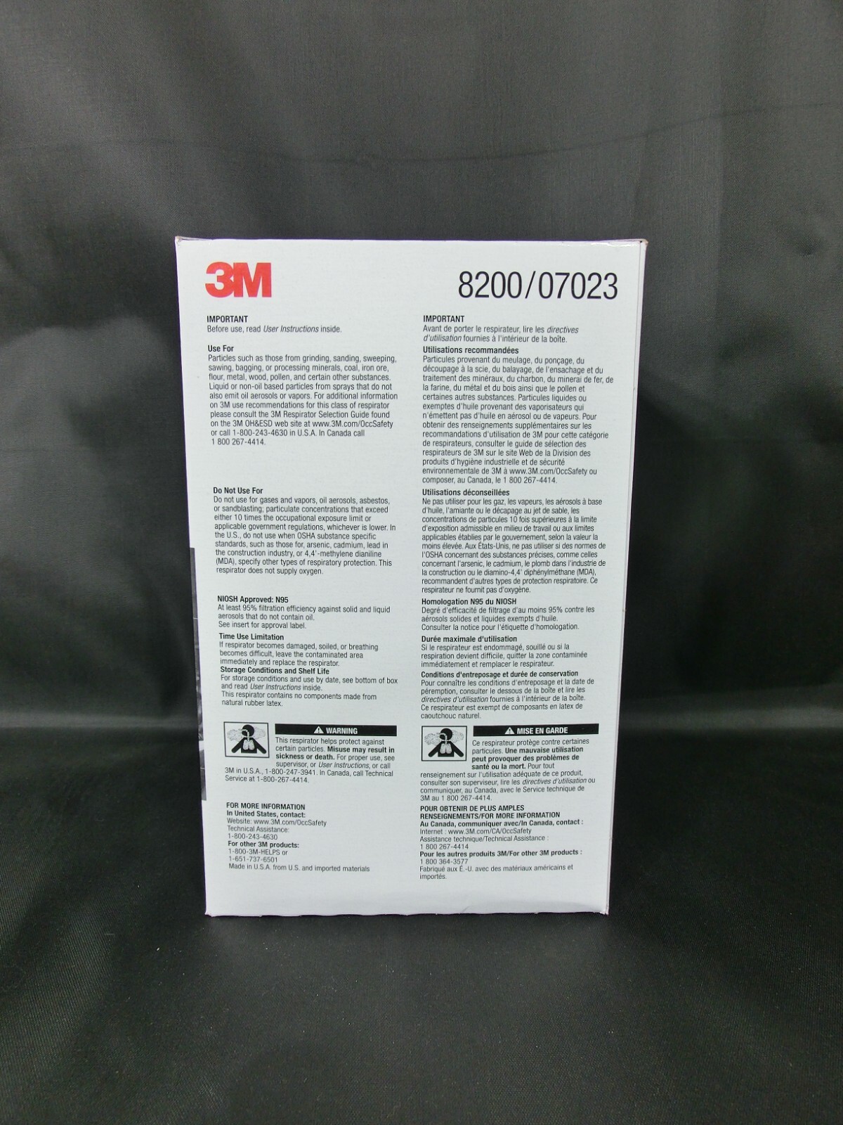 1 CASE of 3M 8200 N95 Particulate Respirator Protective Sanding Grinding Masks