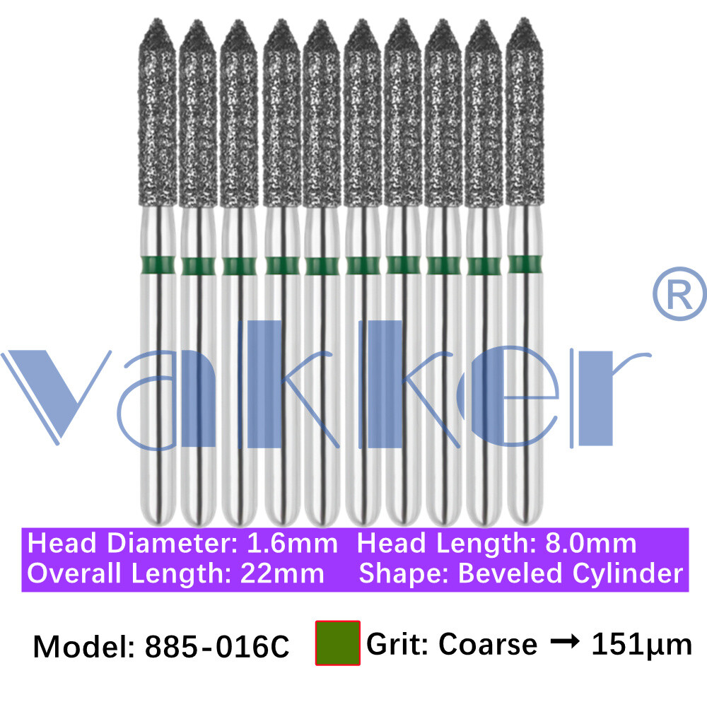 10pc Diamond Bur Shape Bevel Cylinder & Gingival Curetage Fine Medium Coarse
