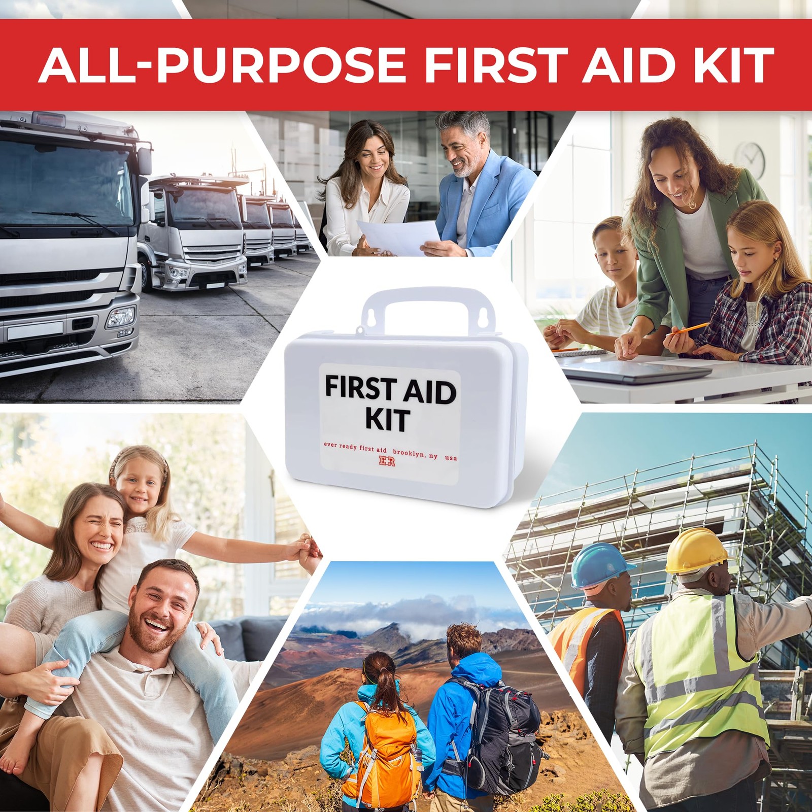 10 Person First Aid Kit – OSHA and ANSI Class A Compliant, Fully stocked…