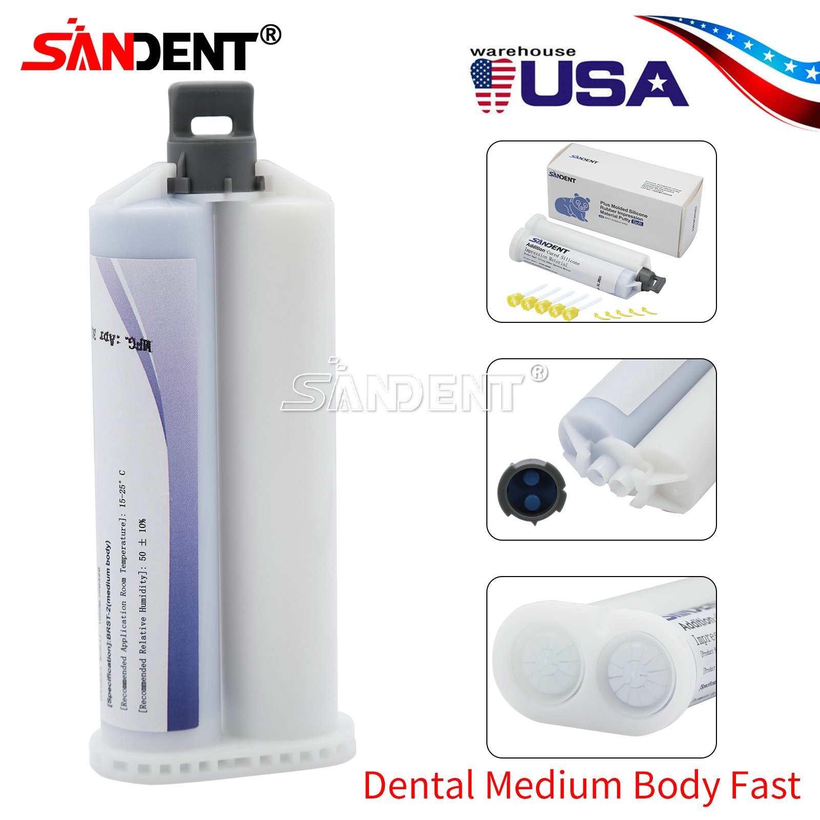 Dental MEDIUM BODY FAST SET VPS PVS Impression Material FAST Set 50ML Cartridges
