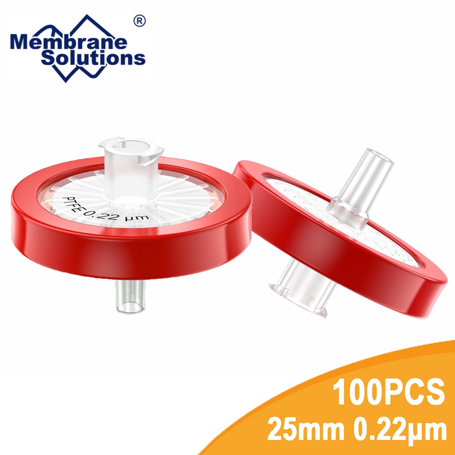 100pcs Lab PTFE Syringe Filter 25mm / 0.22 um , Non-sterile, HPLC, Hydrophobic