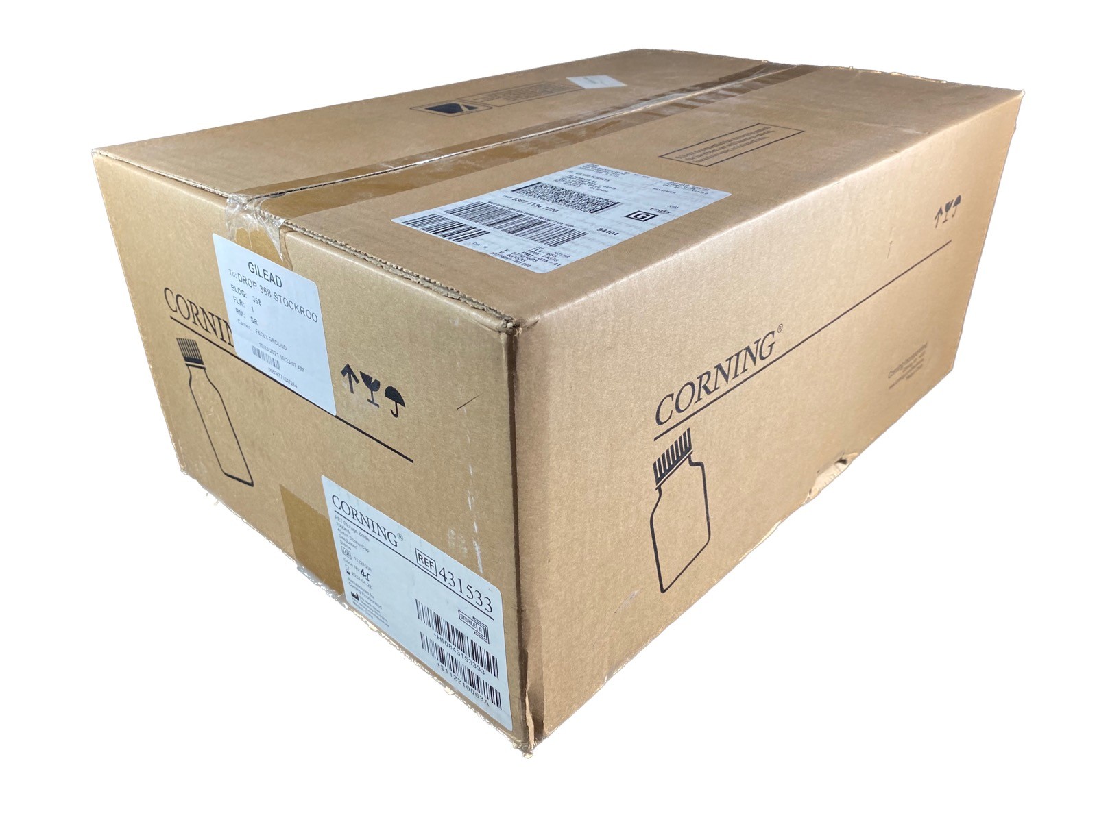 CORNING 1000mL Square PET Sterile 45mm Screw Cap Storage Bottle 431533 (24/Case)