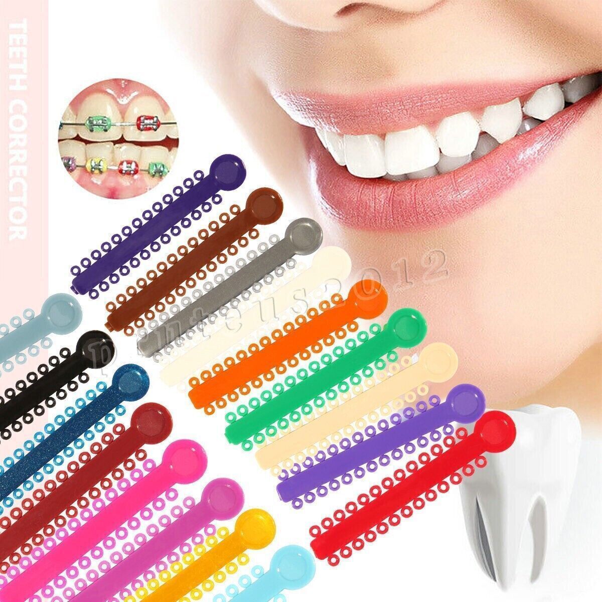 1040Pcs Dental Orthodontic Elastic Ligature Ties Rubber Bands for Brackets Brace