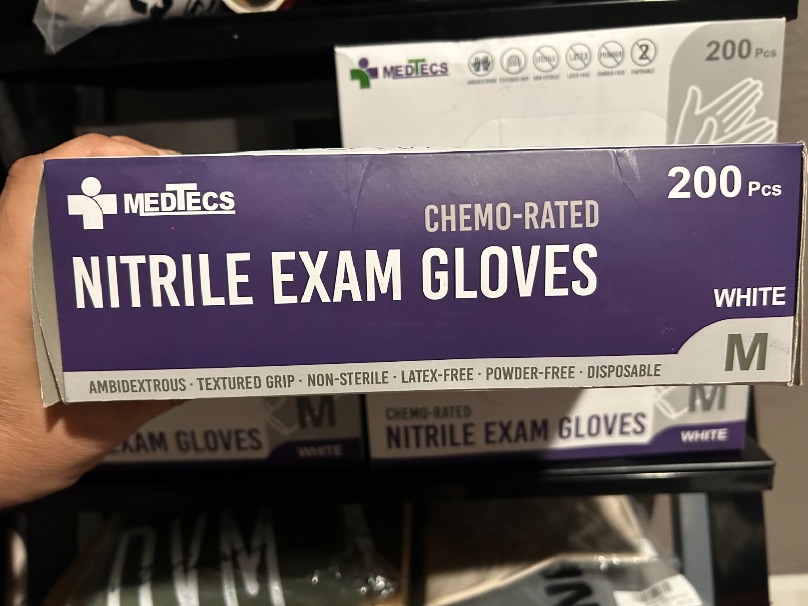 MedTecs Chemo-Rated Nitrile Exam Gloves Powder Free,Latex Free, Textured,Medium