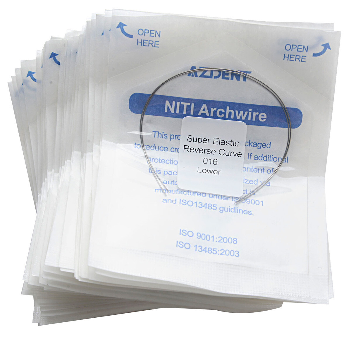 2pcs AZDENT Dental Orthodontic Super Elastic Niti Reverse Curve Round Arch Wire