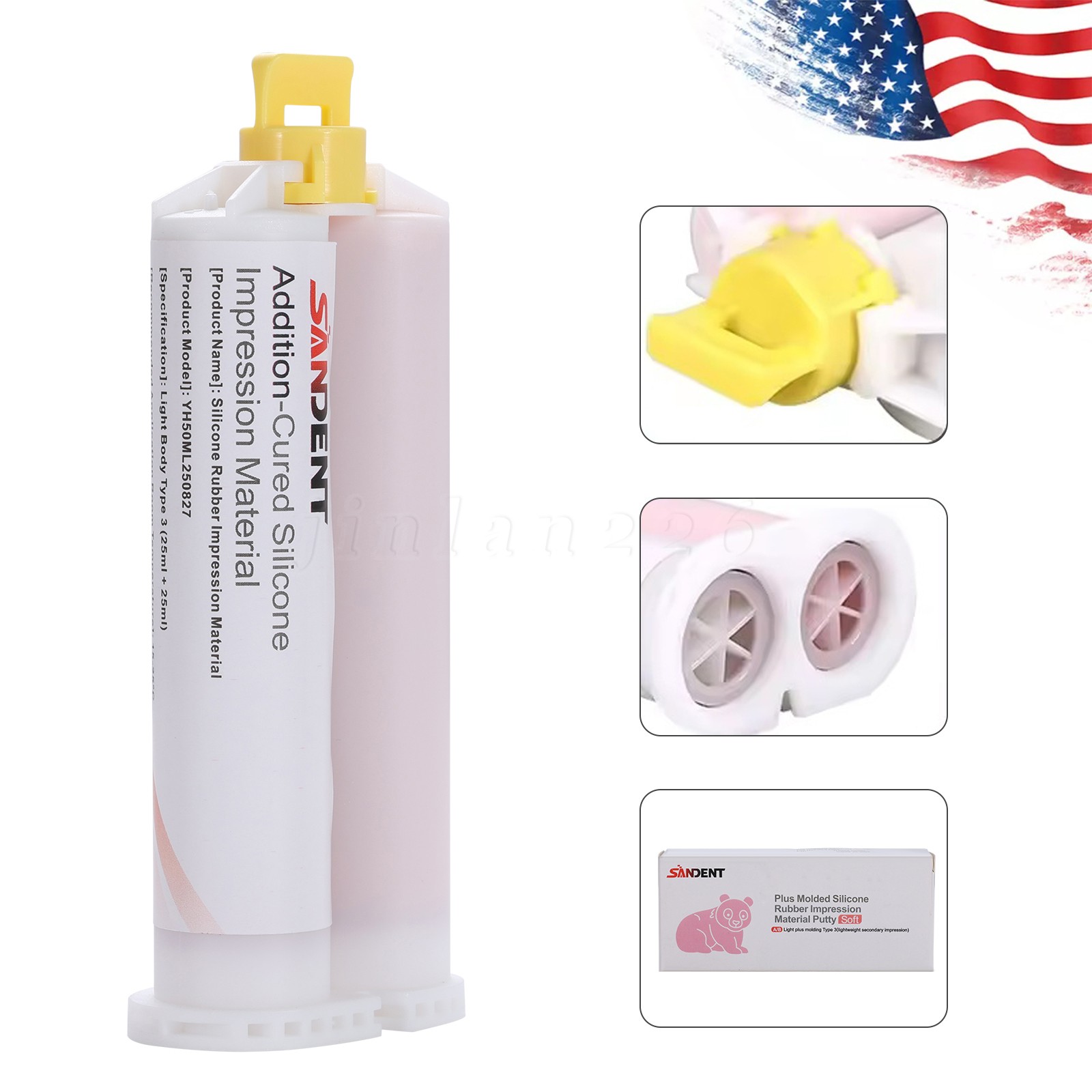 Dental Impression Material VPS Light Body Fast Set (4 Cartridge & 20 Tips) PVS