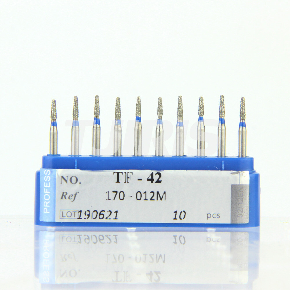 10pcs Dental Diamond Burs FG Flat End Cone/Taper Standard Grit High Speed