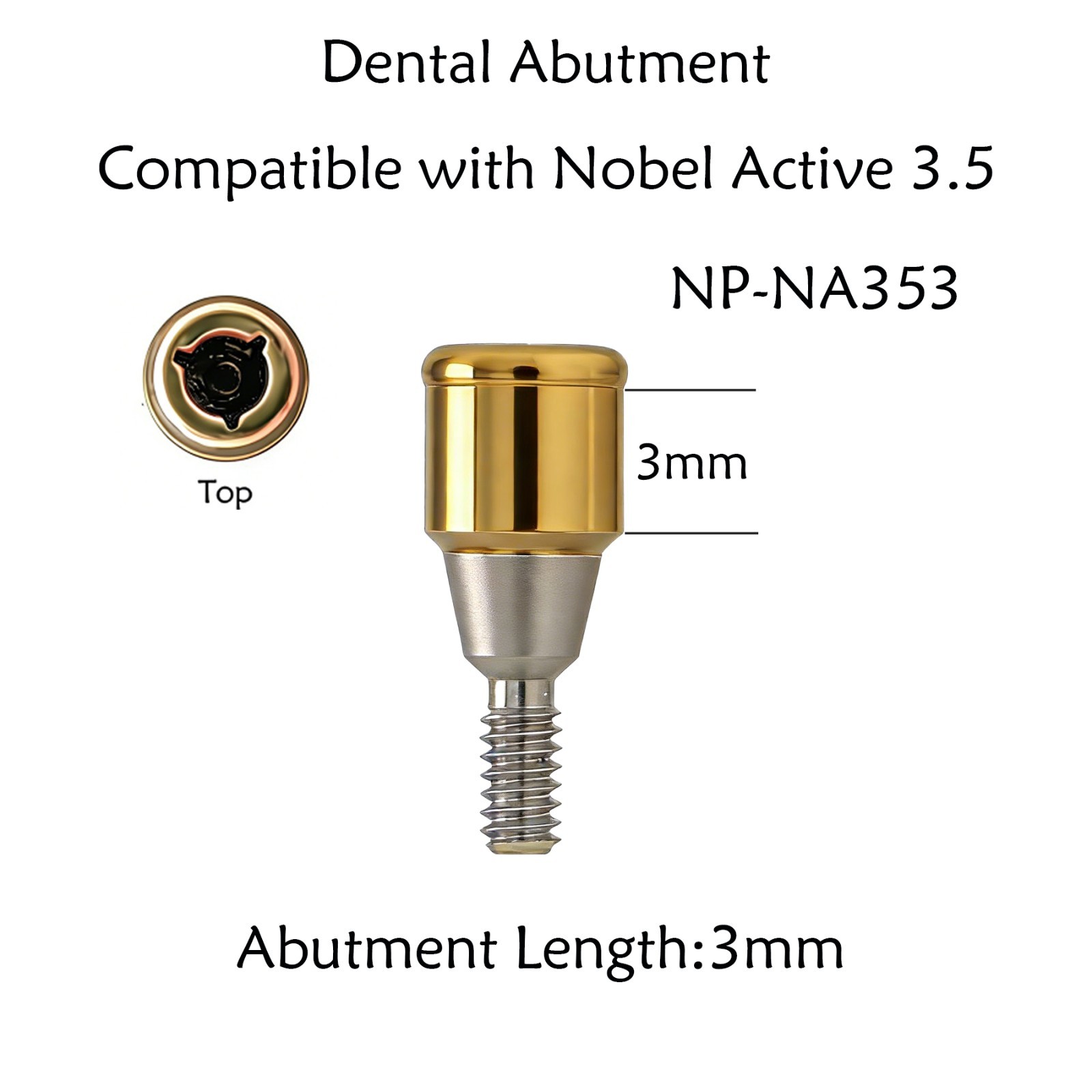 Nobel Biocare NP-NA353 Abutment Set 5 Grade Titanium, PEEK, 3mm, Retention Caps