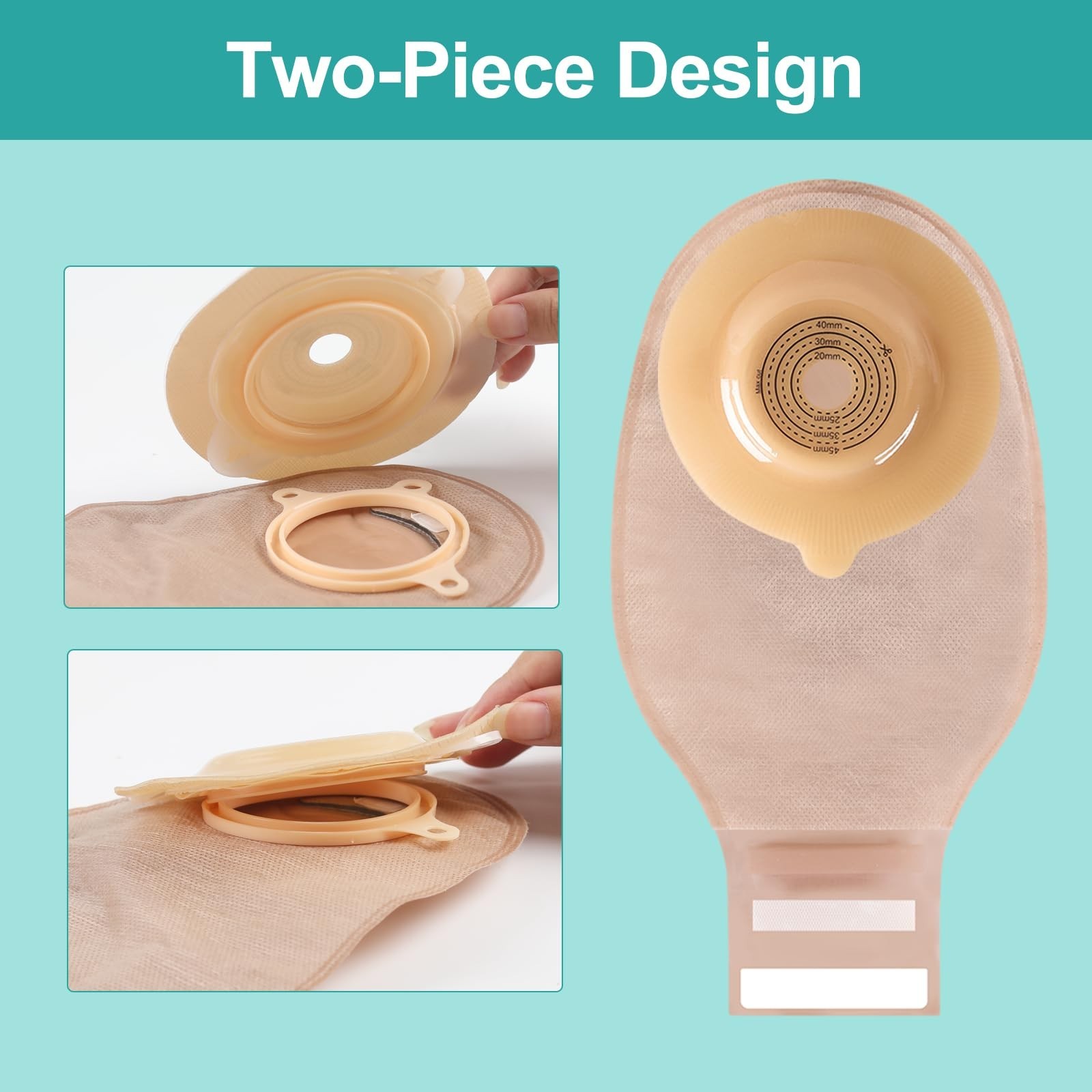 20 PCS Two-Piece Convex Colostomy Bags and Barriers, Max Cut 45mm | 15 Pack O…
