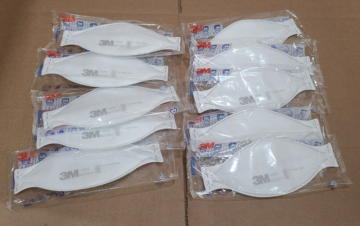 Lot of 10 Genuine New 3M N95 1870 Respirator Surgical Face Masks,