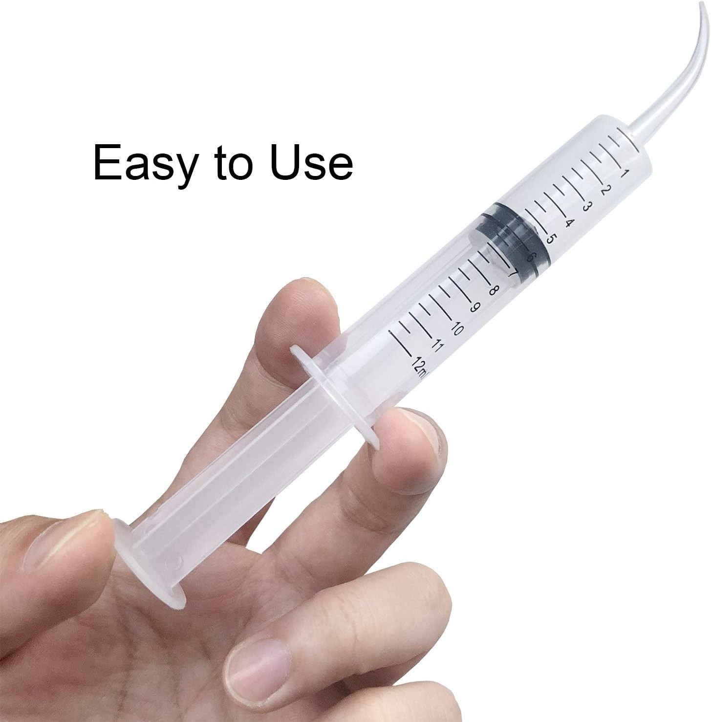 Jeringa dental desechable de 12 ml con punta curva (paquete de 6)