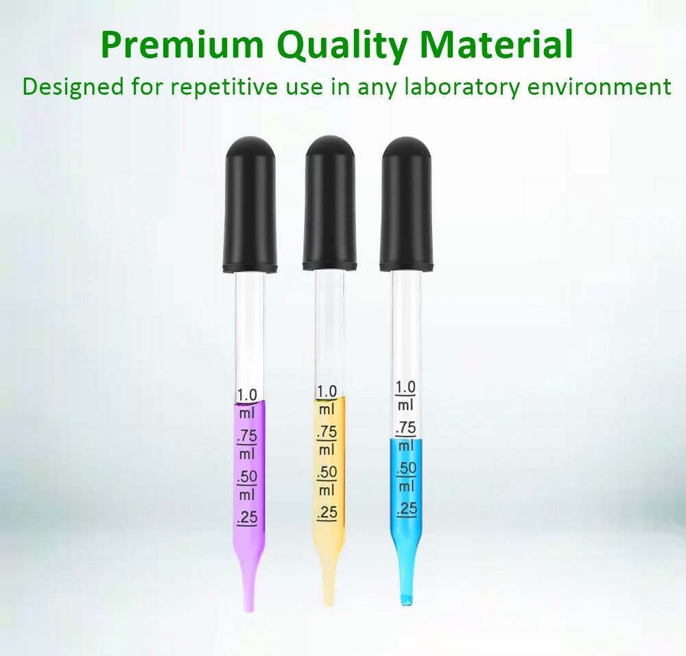 12 Pack, Essential Oils Medicine Art Eye Dropper Graduated 3″ Straight Tip (1ml)