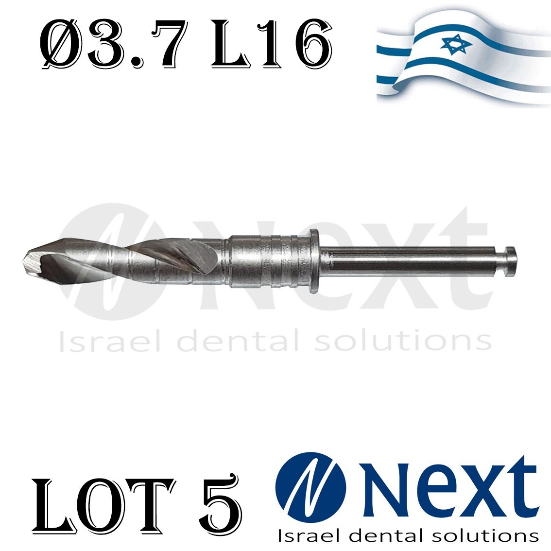 LOTx 5 Dental Surgical Drill External Irrigation 3.7 mm L 16 Israel made 29