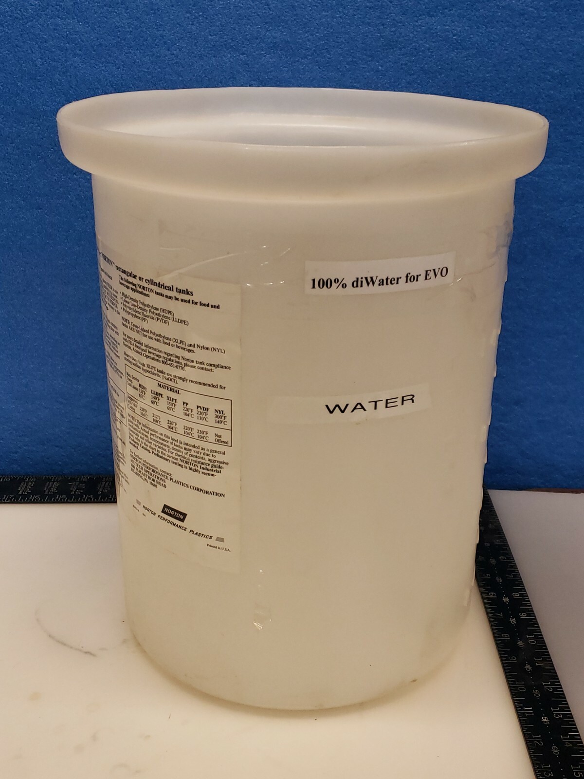 NORTON PERFORMANCE PLASTIC 11100-0005 5 GALLON 18 LITER CYLINDRICAL TANK HDPE