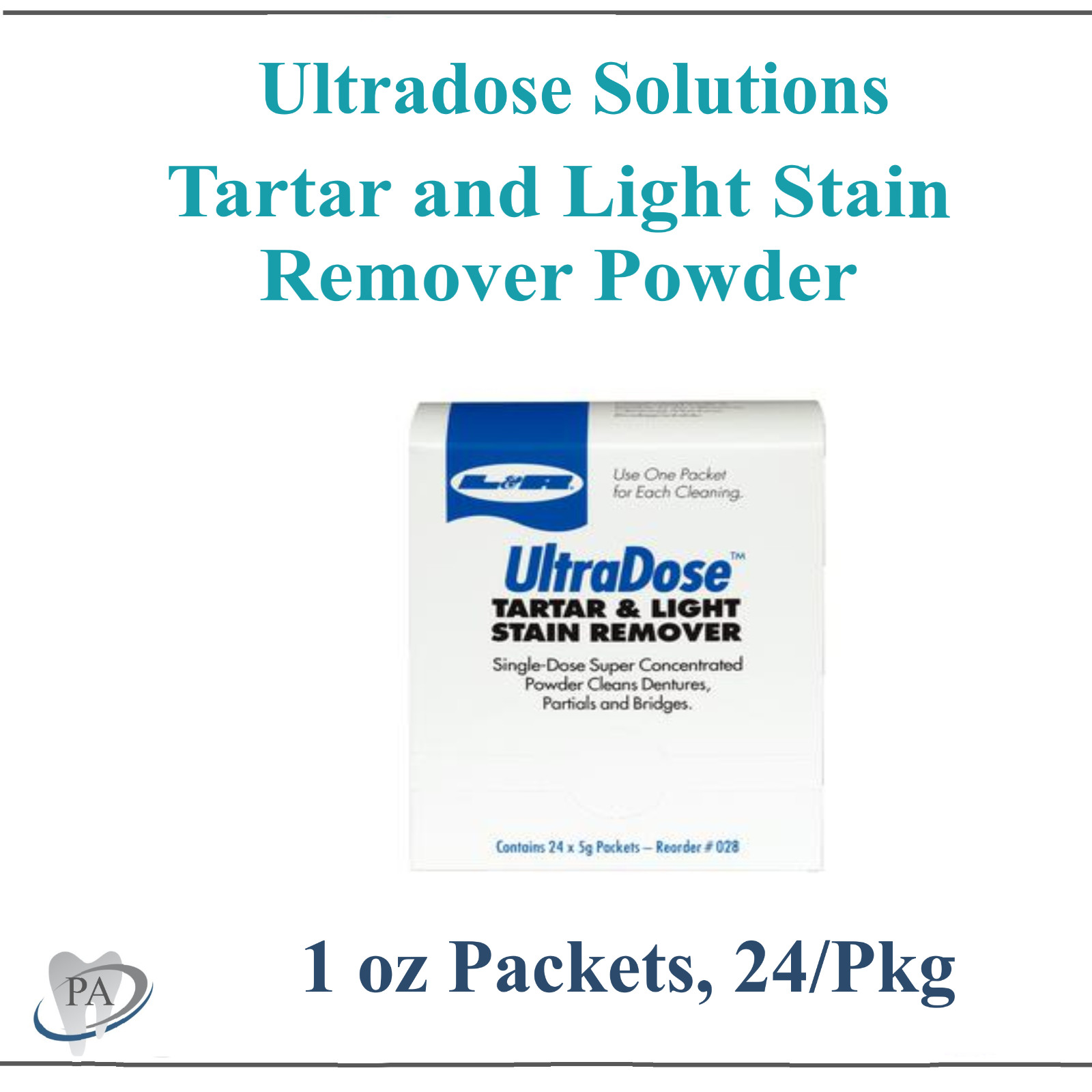 Dental Ultradose Solutions Tartar and Light Stain Remover Powder, 1 oz Pk, 24/Bx