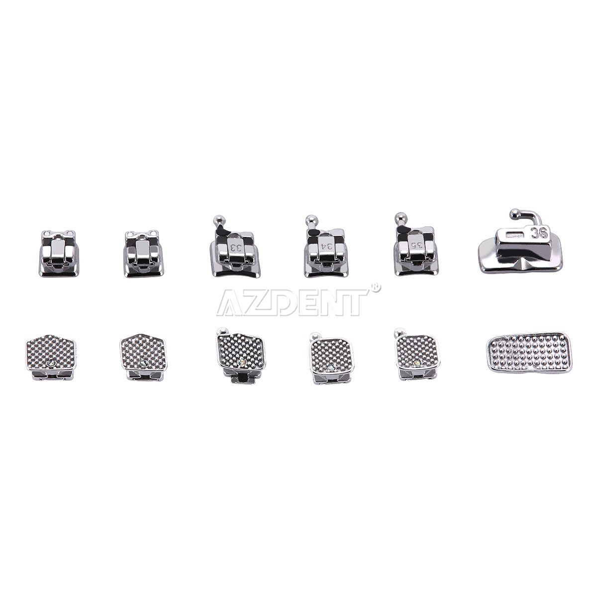 AZDENT Brackets de Ortodoncia Dental Autoligado Pasivo MBT/Roth 022 Ganchos 345
