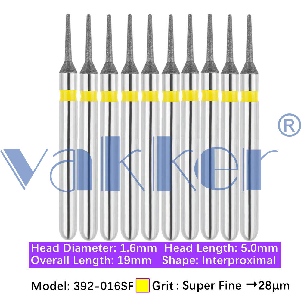 10pc Vakker Dental Diamond Burs FG Interproximal/ Gross Reduction for High Speed