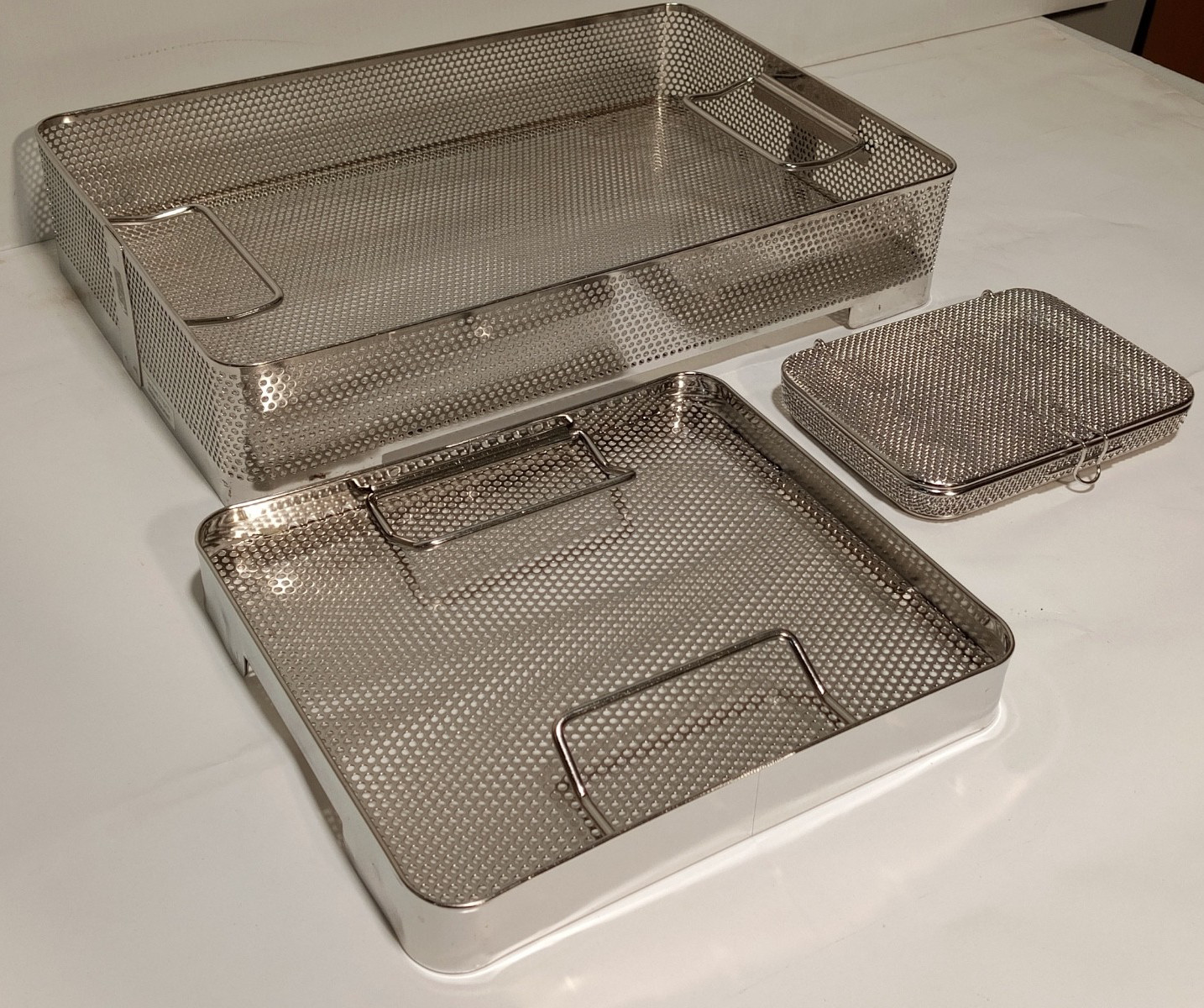 Unbranded Stainless Sterilization Tray Basket Set With Insert And Lid As Shown