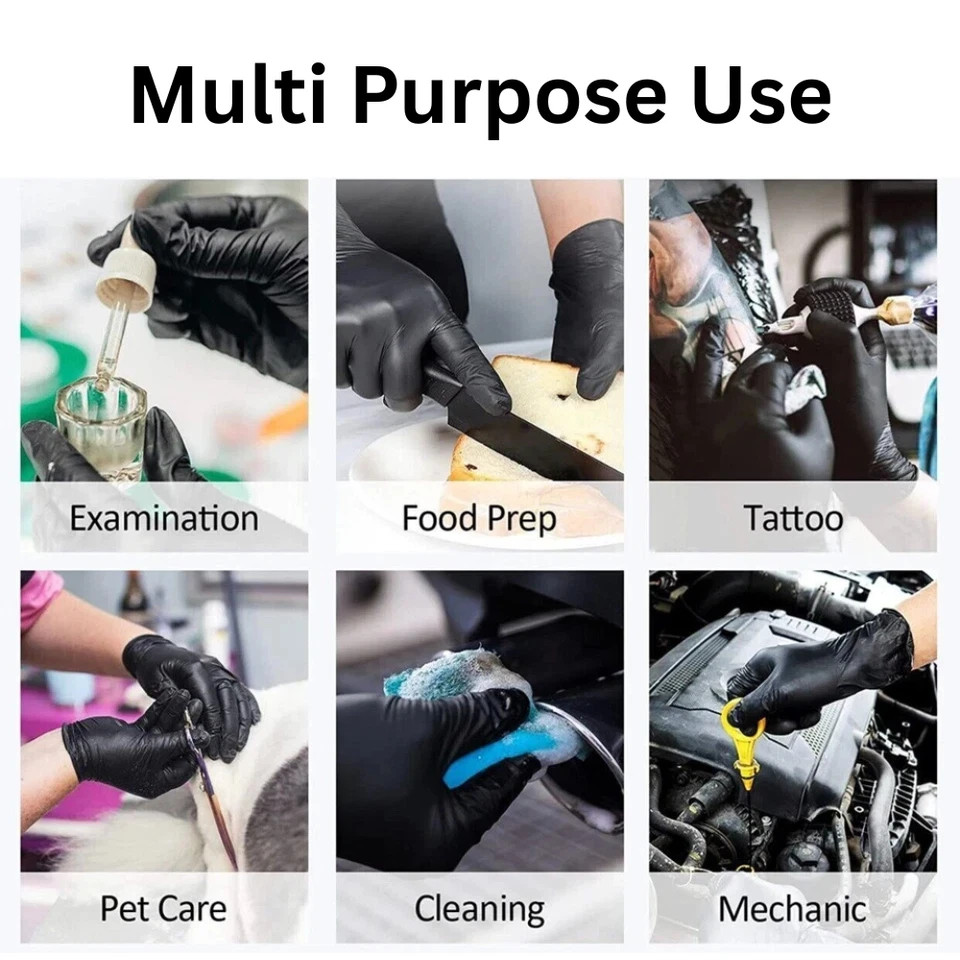 6 Mil Black Nitrile Disposable Gloves Powder Free Case 1000 PC S M L XL XXL
