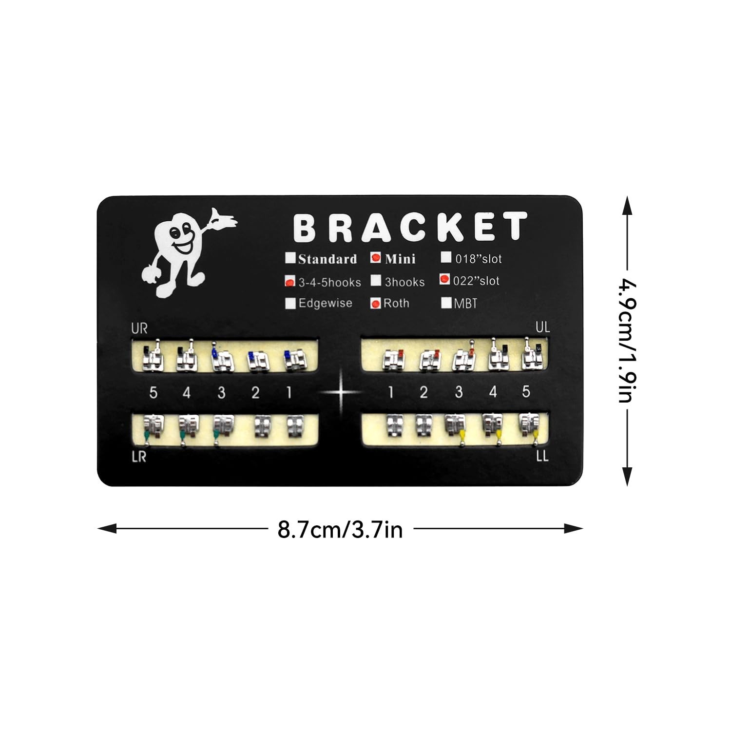 Mini Roth Brackets 300pcs/Pack with Hook on 345 Teeth