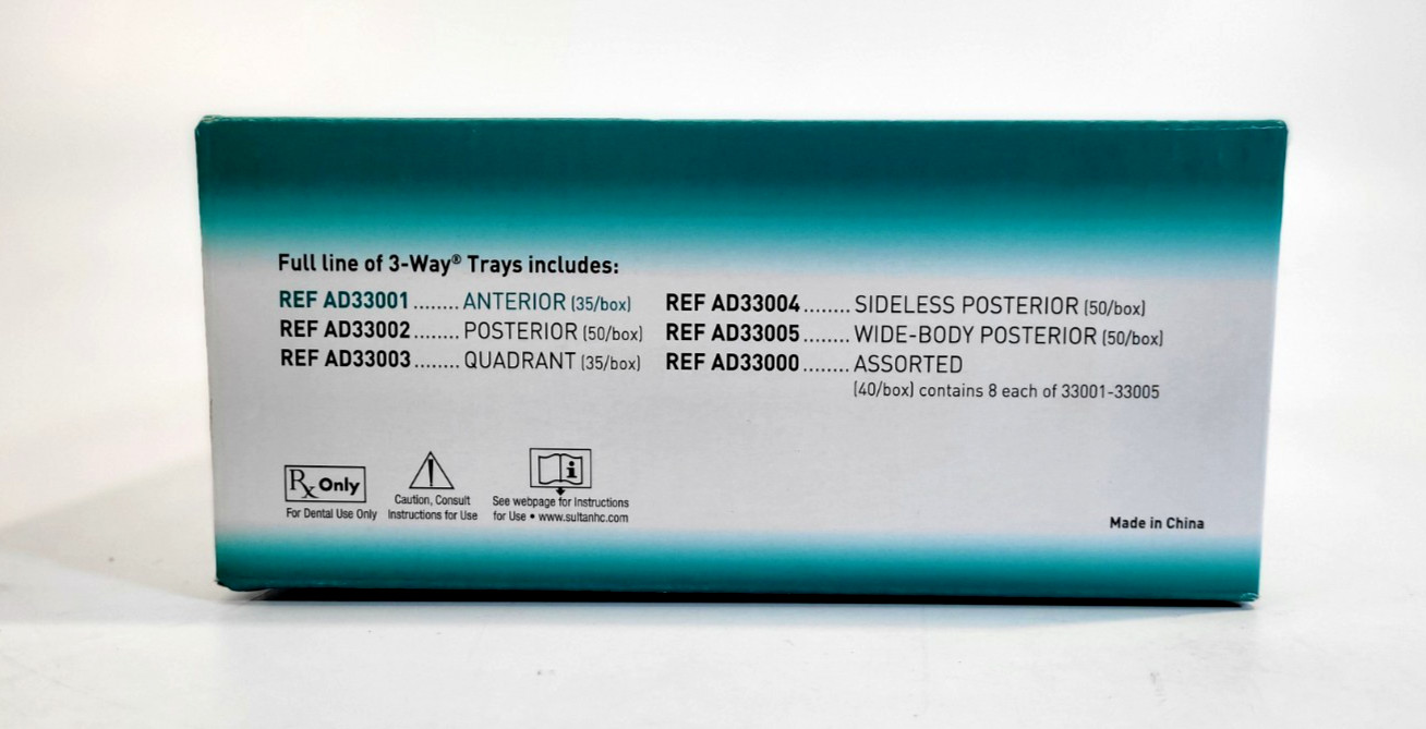 Sultan 3-Way Disposable Impression Trays Anterior REF AD33001 35/Box
