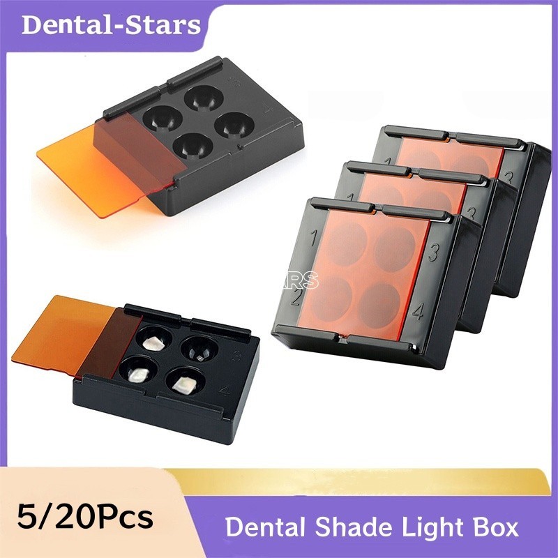 5/20Pcs Dental Resin Shade Light Box Mixing Wells Protector Veneer Storage Case