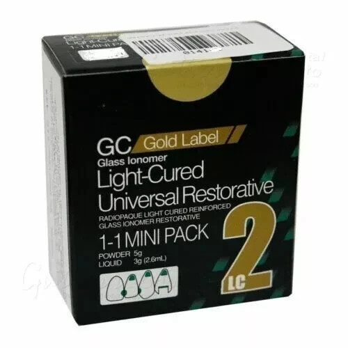 Glass Ionomer Dental Mini Pack 1GC Fuji LC 2 Light Cure Gold Label Restorative F