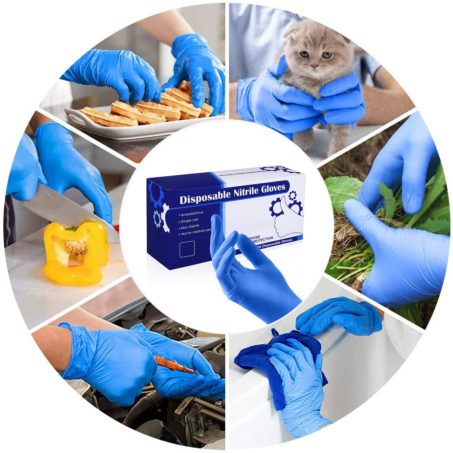 2000pcs Non-Latex Nitrile Gloves Powder Free Thicken 4 mil M/L Durable Rubber US