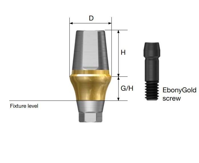 Straight Abutment Fit Osstem Hiossen ET Mini Regular Hex Implant Cement Retained