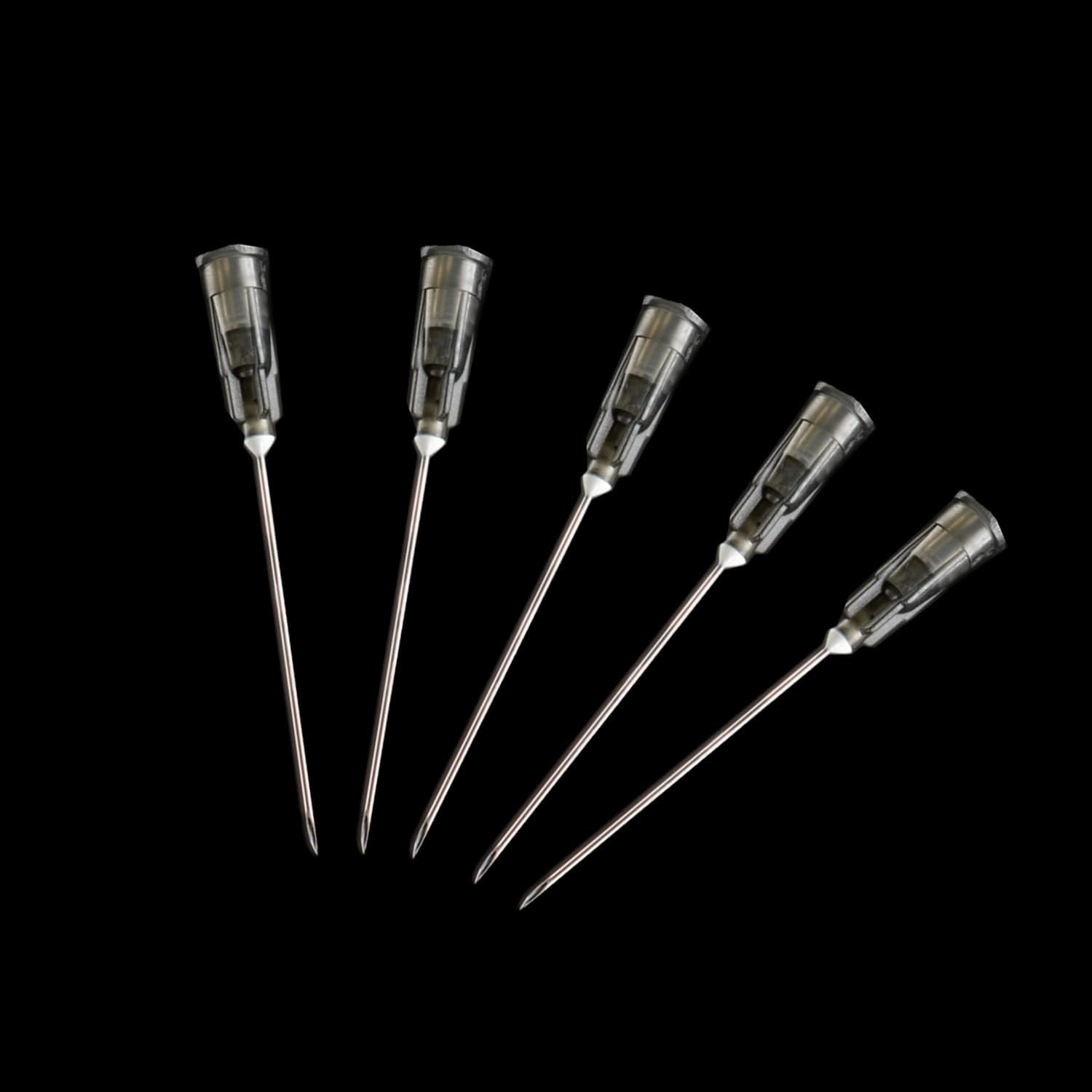 100 Pack 22Ga 1 Inch Sterile Disposable Injection Needle with Cap for Scientific