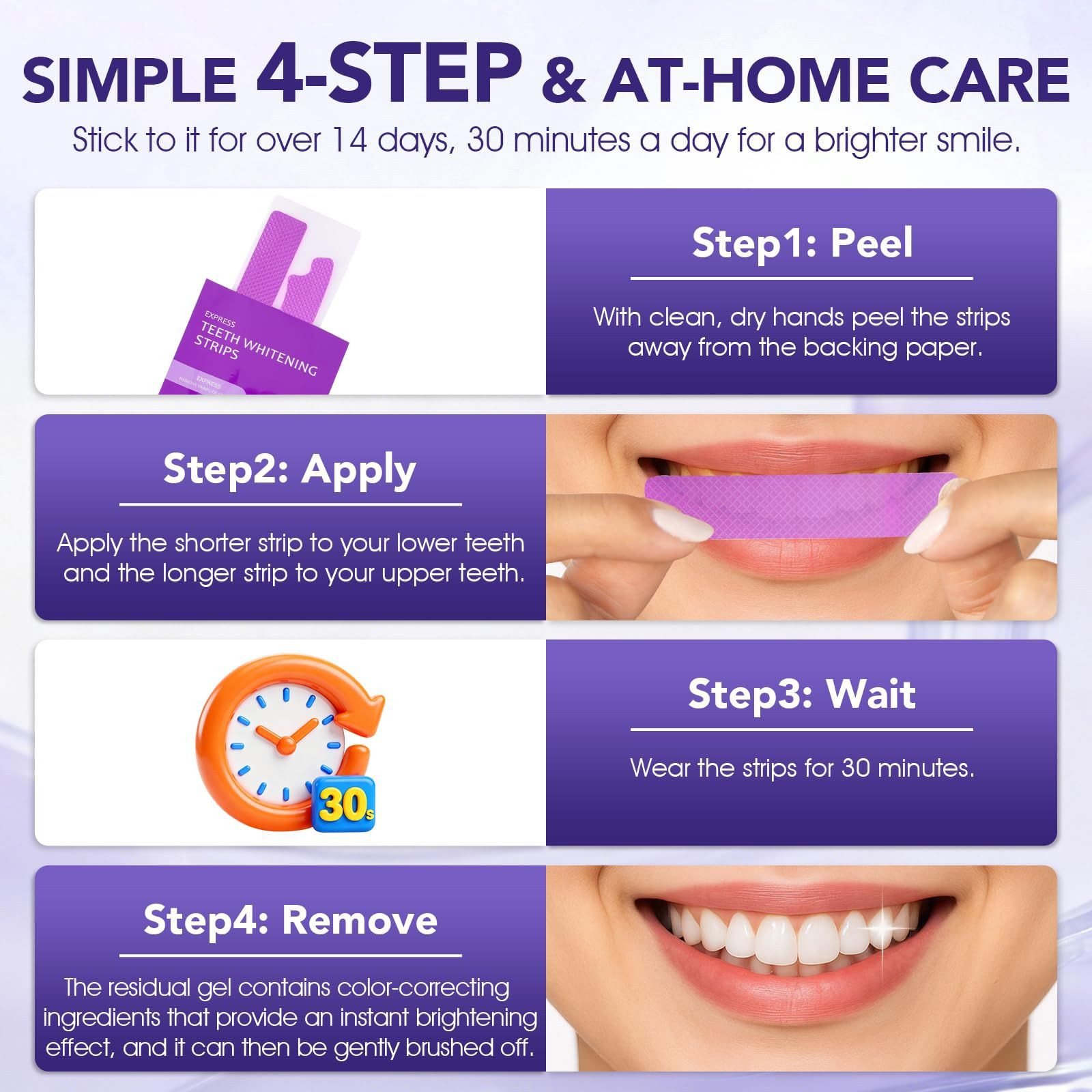 Purple Teeth Whitening Strips 20 Treatments 40 1 Count (Pack of 20),