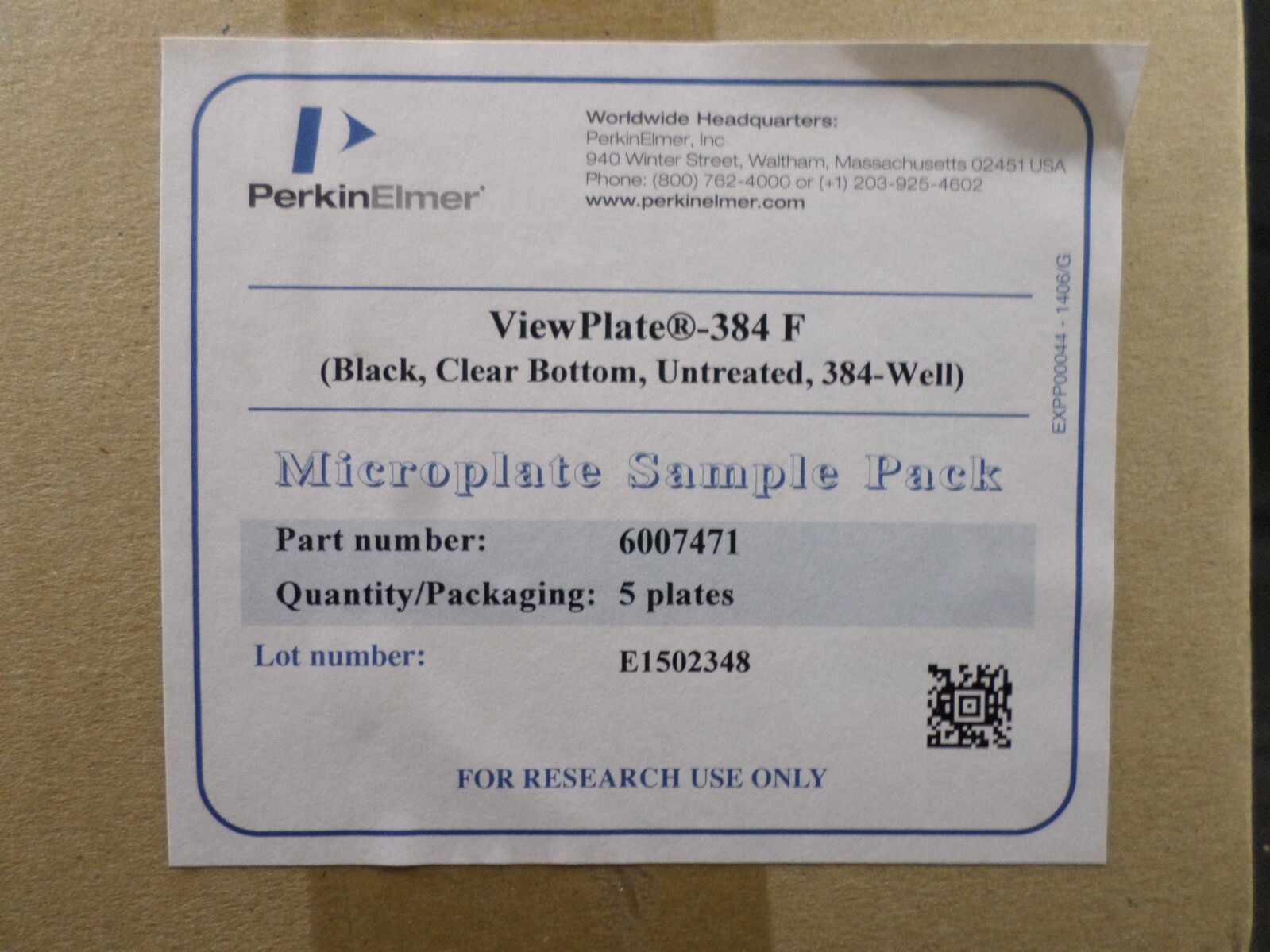 PERKIN Elmer 135 µL Black Clear Bottom ViewPlate-384 F 384-Well 6007471 (5/Pack)