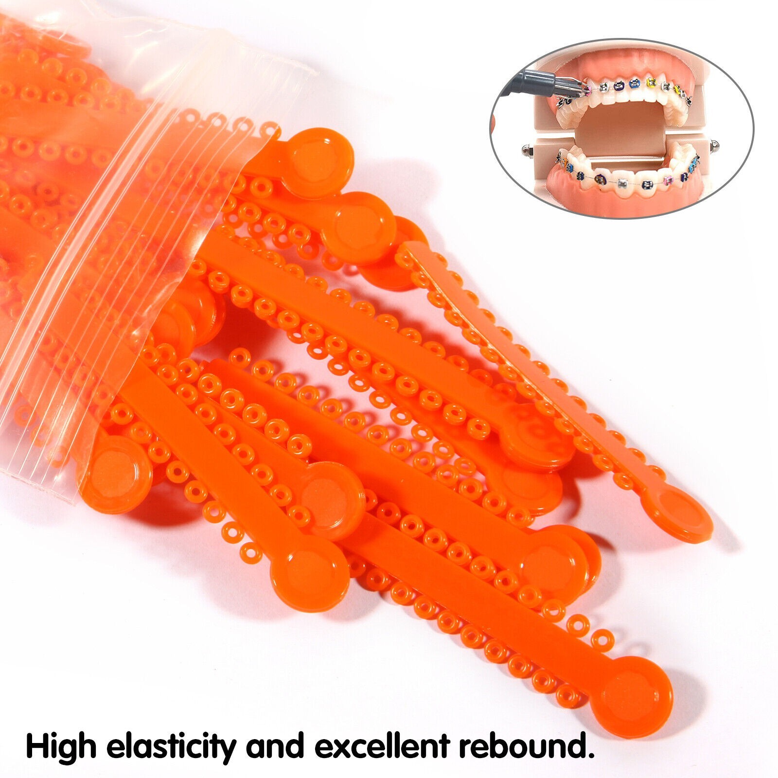 1040 Dental Orthodontic Ligature Ties Elastic Rubber Band Black/Rainbow Colors