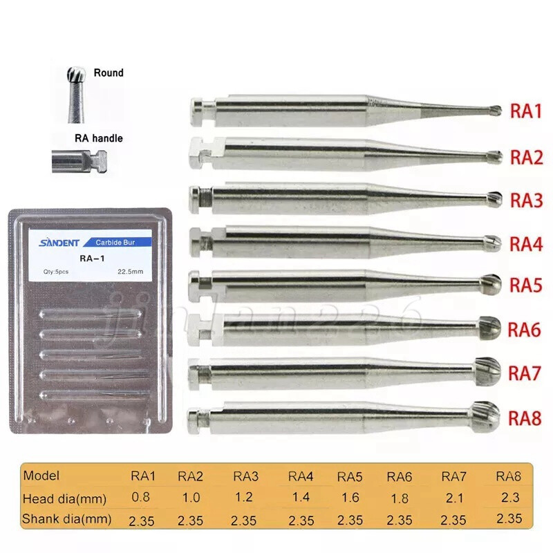 Round Carbide Burs for Slow Speed Latch RA (Choose Your Size & Qty) 22.5mm