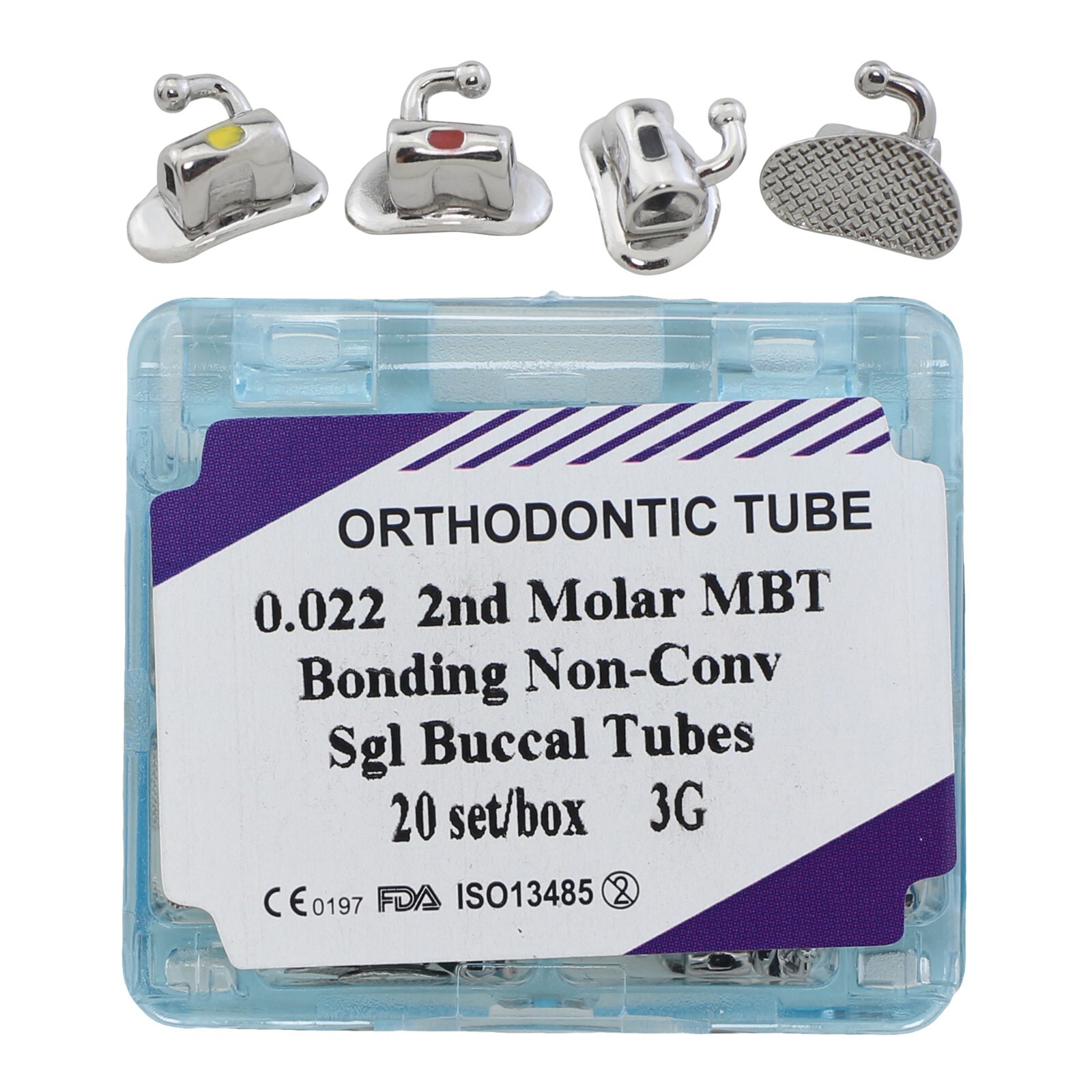 Dental Orthodontic Buccal Tubes 1st 2nd Molar Brackets Roth MBT 0.022 20 Sets 3G