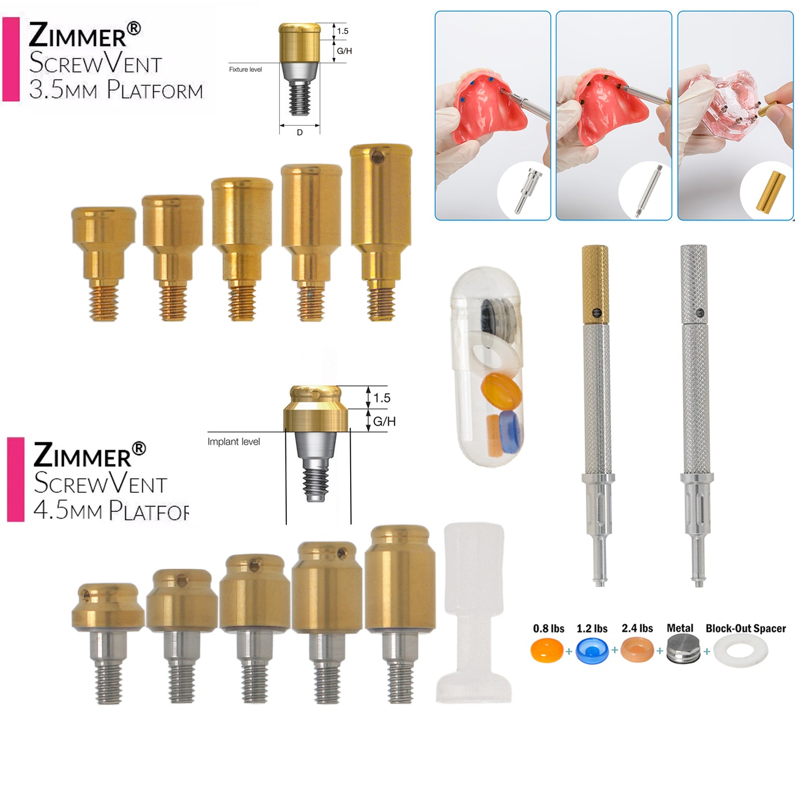 US Zest Locator Abutment Attachment Overdenture Caps Fits Hiossen Nobel Zimmer