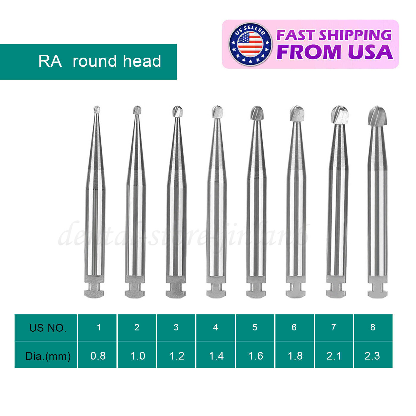 Round Carbide Burs for Slow Speed Latch RA (Choose Your Size & Qty) 22.5mm