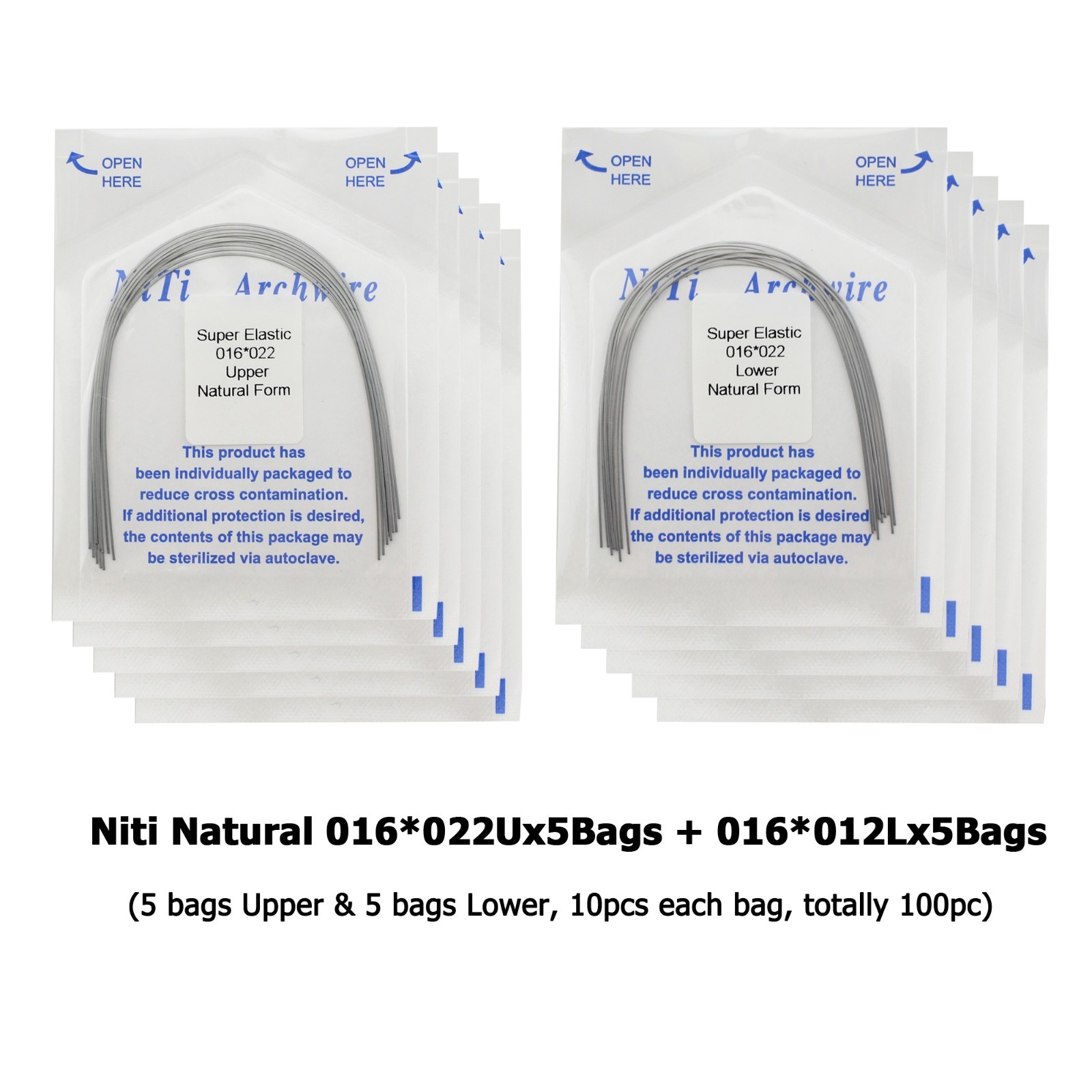 Dental Orthodontic Arch Wire Natural Form Niti Stainless Steel Round Rectangular