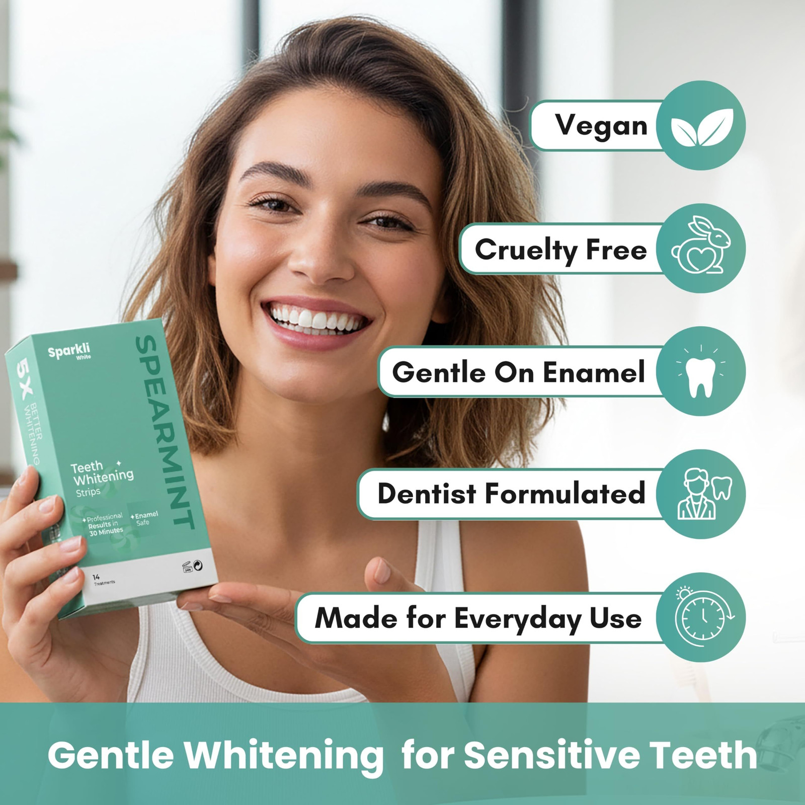 SparkliWhite Teeth Whitening Strips-Dentist 1 Count (Pack of 1), Mint