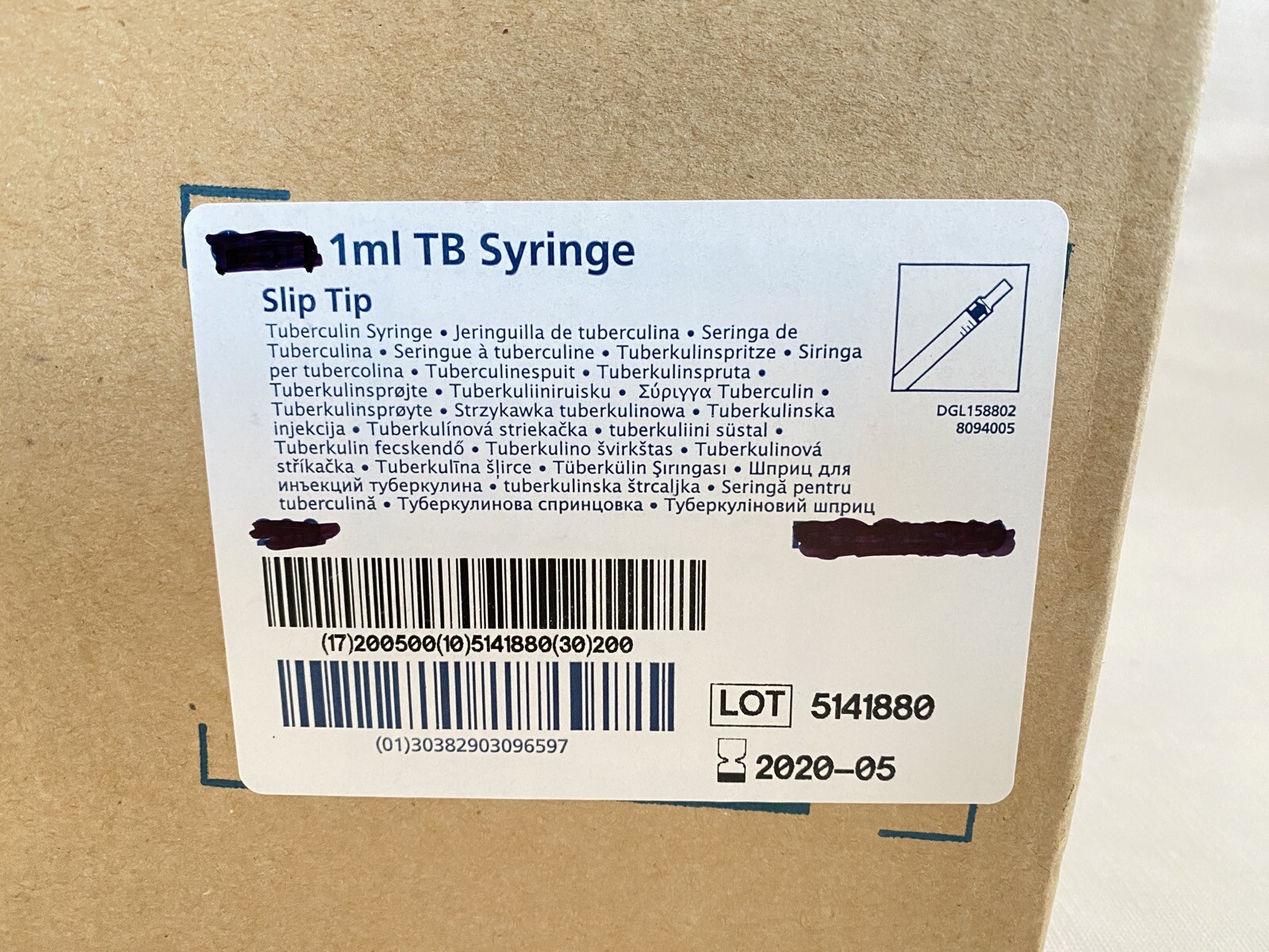 (190) Laboratory 1mL Plastic Disposable Tuberculin Syringes w/ Slip Tip