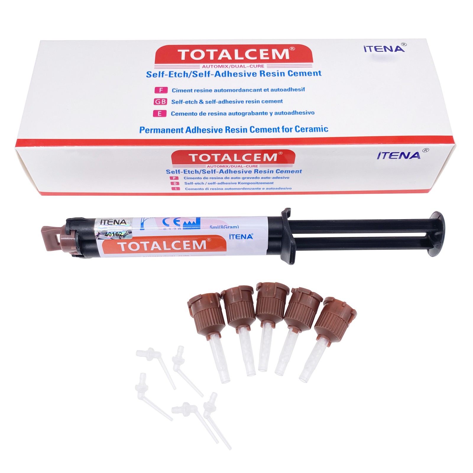 Total Cem by Itena 8 gm Self Etch, Self Adhesive Resin Cement +Tips Long EXP