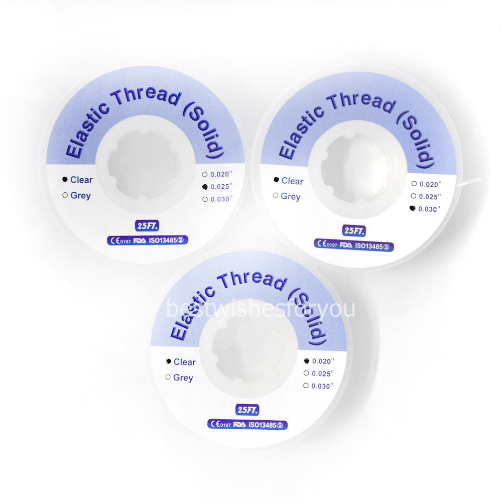 Dental Orthodontic Solid Elastic Thread Traction Pulling 020 025 030 Transparent