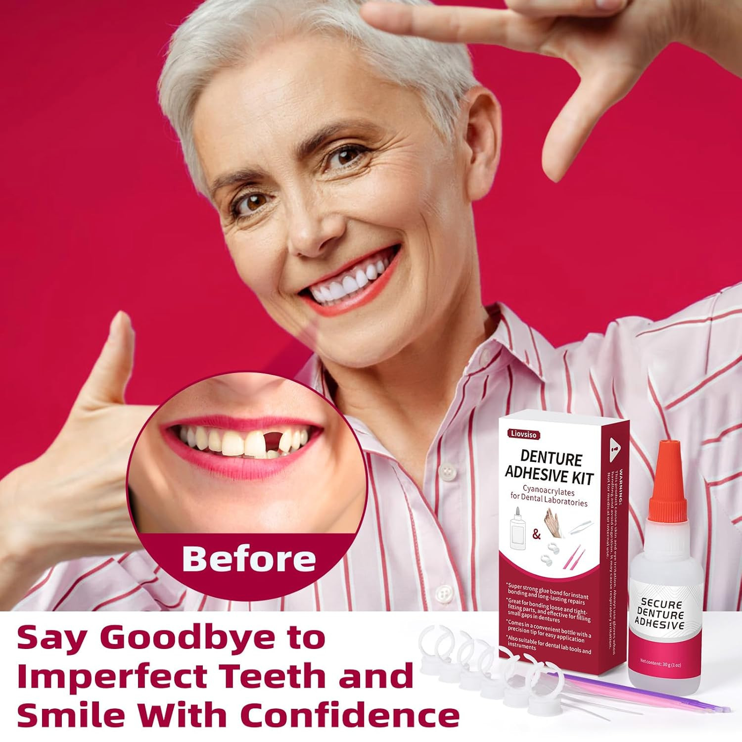 Dental Lab Instant Bonding Dental Glue (1Oz), Repair Cracks & Secure Loose Teeth