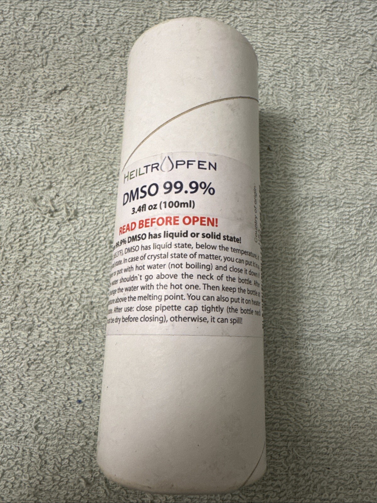 99.9% DMSO Pharmaceutical Grade ingredients Dimethyl sulfoxide Liquid 3.4 Oz