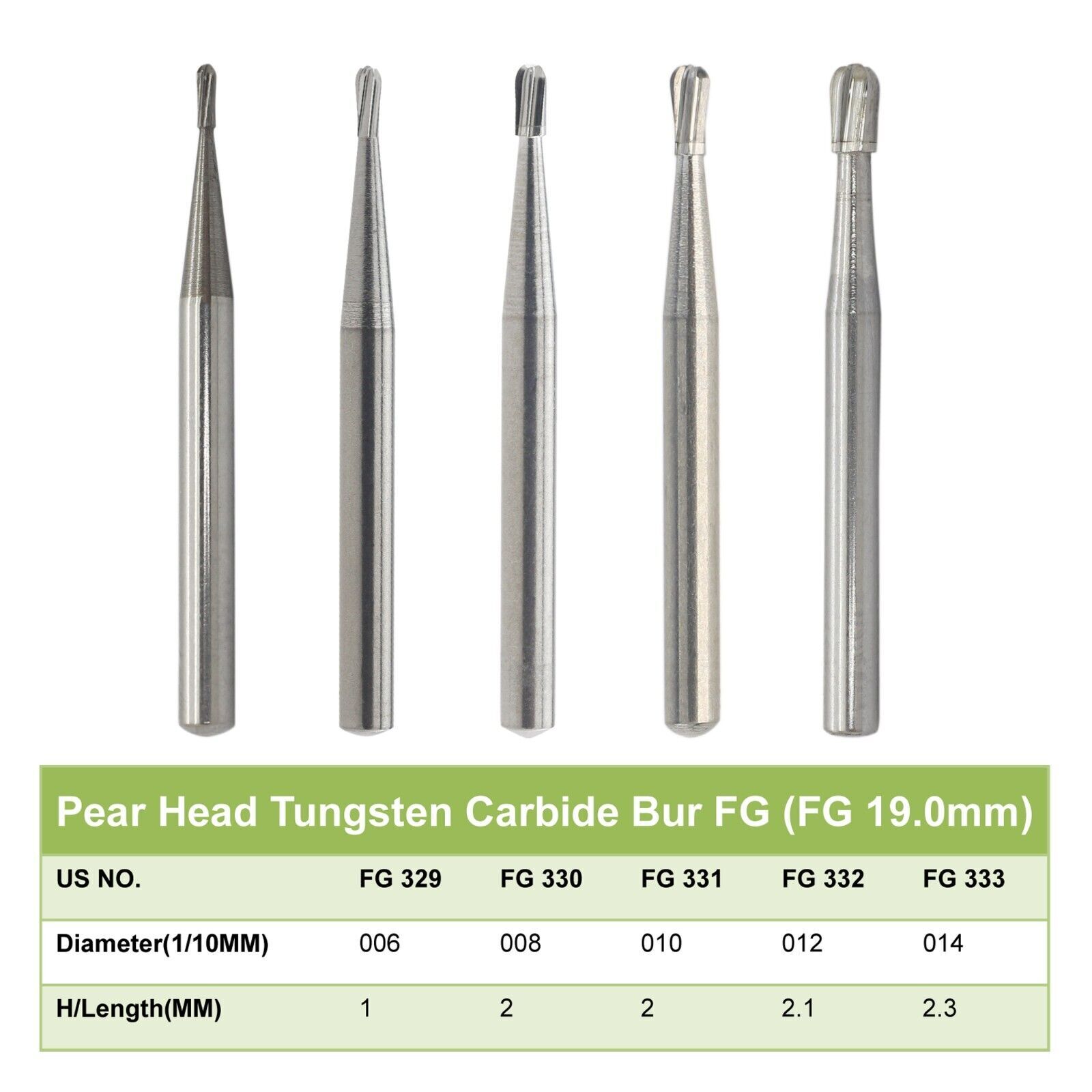 Dental Tungsten Carbide Steel Burs FG Drills Round Pear Taper Fissure Cutter