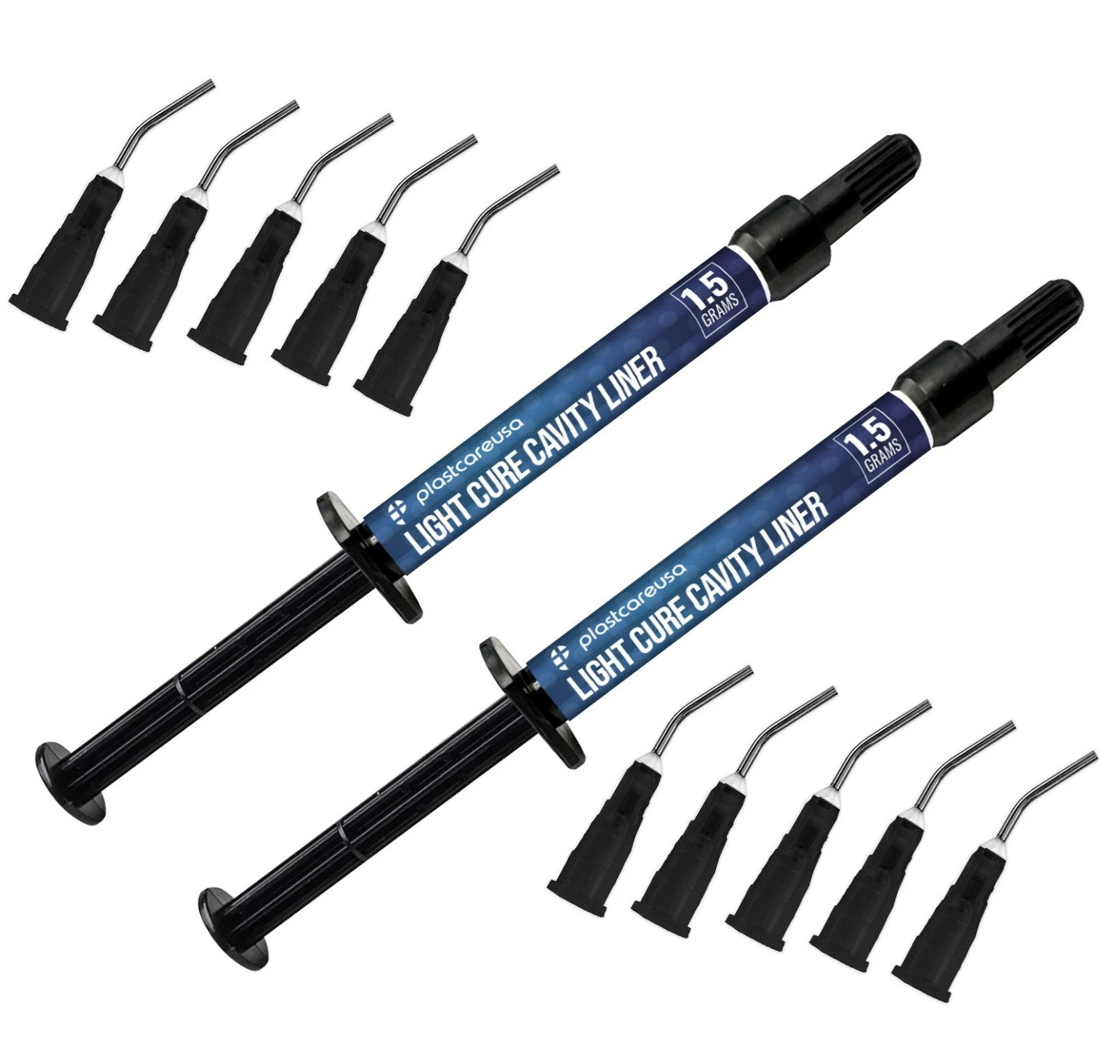 2 Dental Light Curve Cavity Liner Syringes 1.5g with 10 Applicator Tips ( USA )