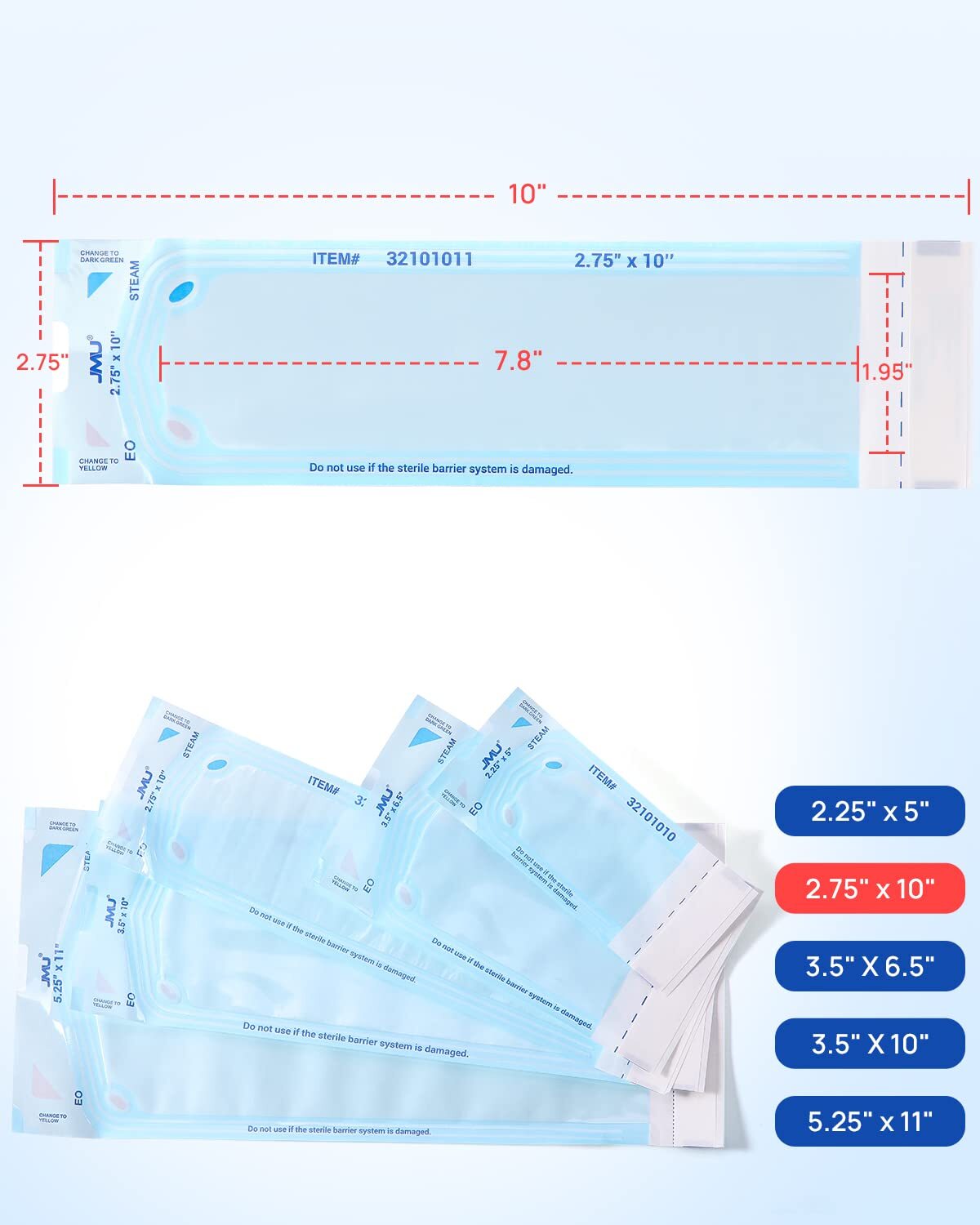 1000PCS JMU Dental Self Sealing Sterilization Pouches w/Indicator Sterilizer Bag