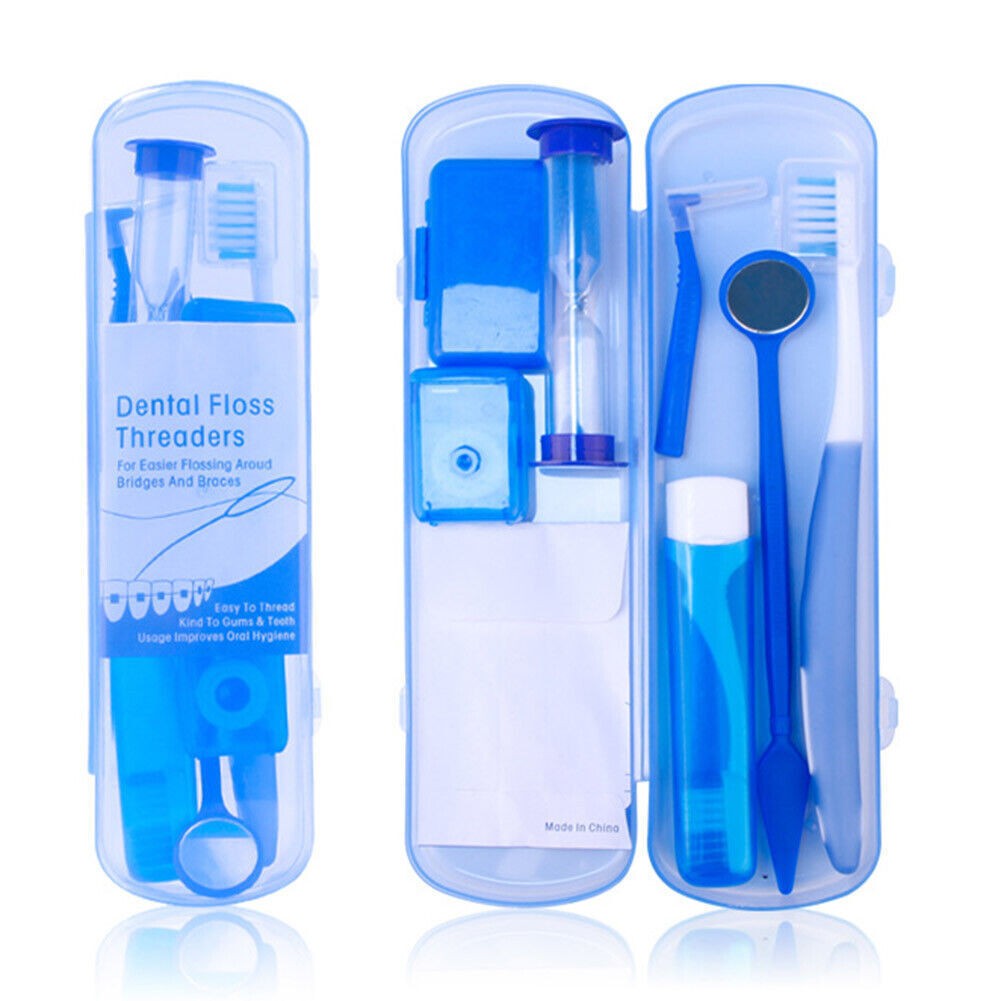7 Pcs/Box Dental Teeth Oral Cleaning Care Orthodontic Kits Brush Floss 4 Colors