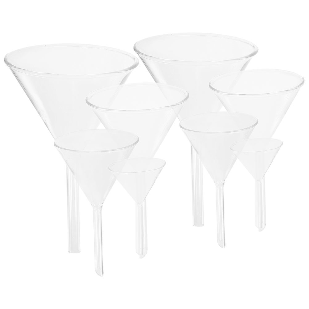 8Pcs Transparent Glass Laboratory Funnels Reusable Scientific Filling Funnel Set